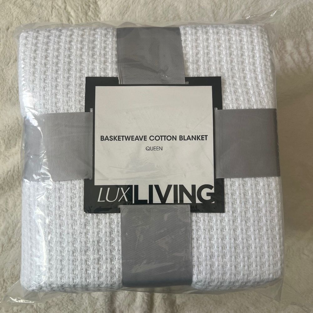 Lux Living Basketweave 100% Cotton Blanket: NWT Winter Crafts Quilting Home Deco